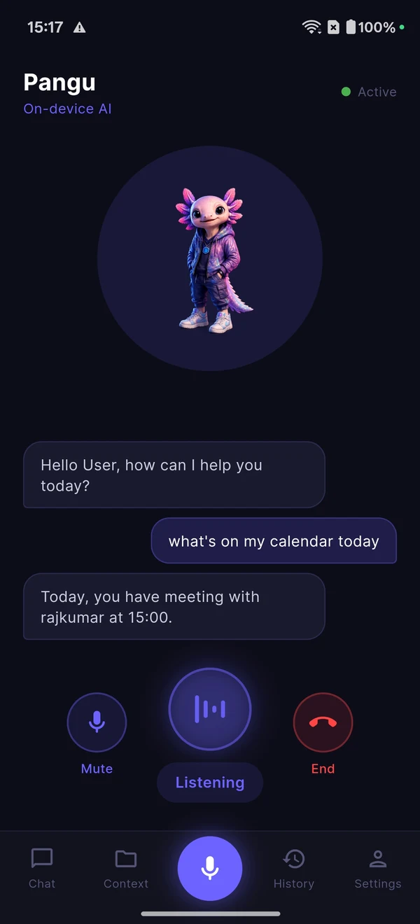 Pangu active voice call, listening mid-conversation